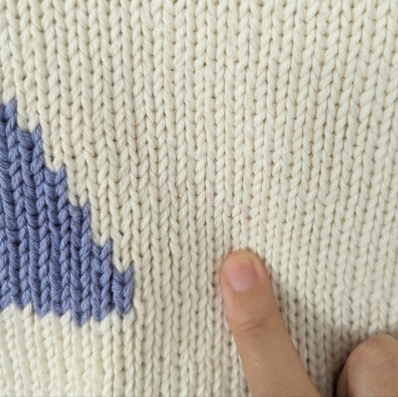 Vintage Y2K M. Gibson Daisy Floral Knit Cardigan White Blue Size Medium M - Picture 4 of 8